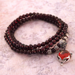 Garnet Bracelet with Fox Pendant