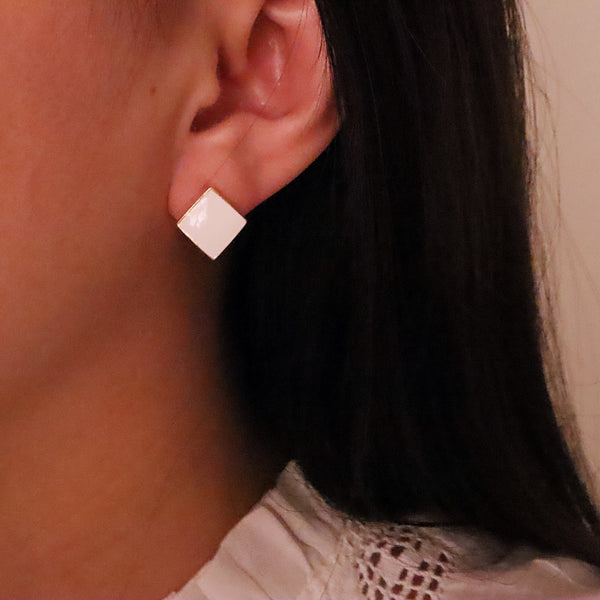 White Square Earring